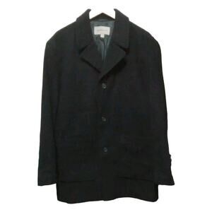 PRONTO UOMO Black Wool Cashmere Car Coat L Preppy Gothic Dark Academia Gorpcore